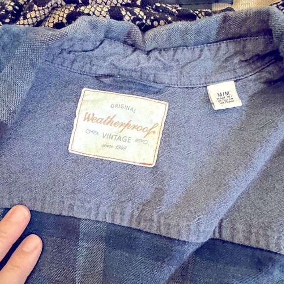 Weatherproof medium weight blue plaid flannel men’s shirt medium - Picture 5 of 7